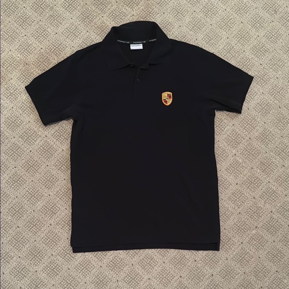 Porsche Design Black Polo with Logo Detail